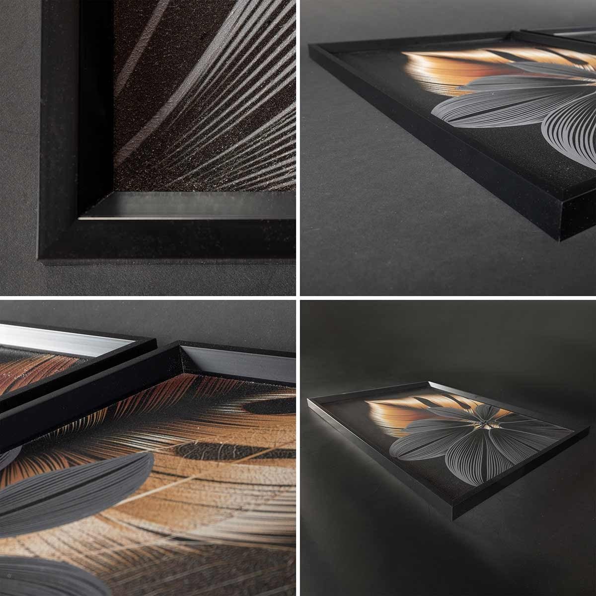 Cuadro Tríptico con Marco Negro Estilo Flores - DekoArte