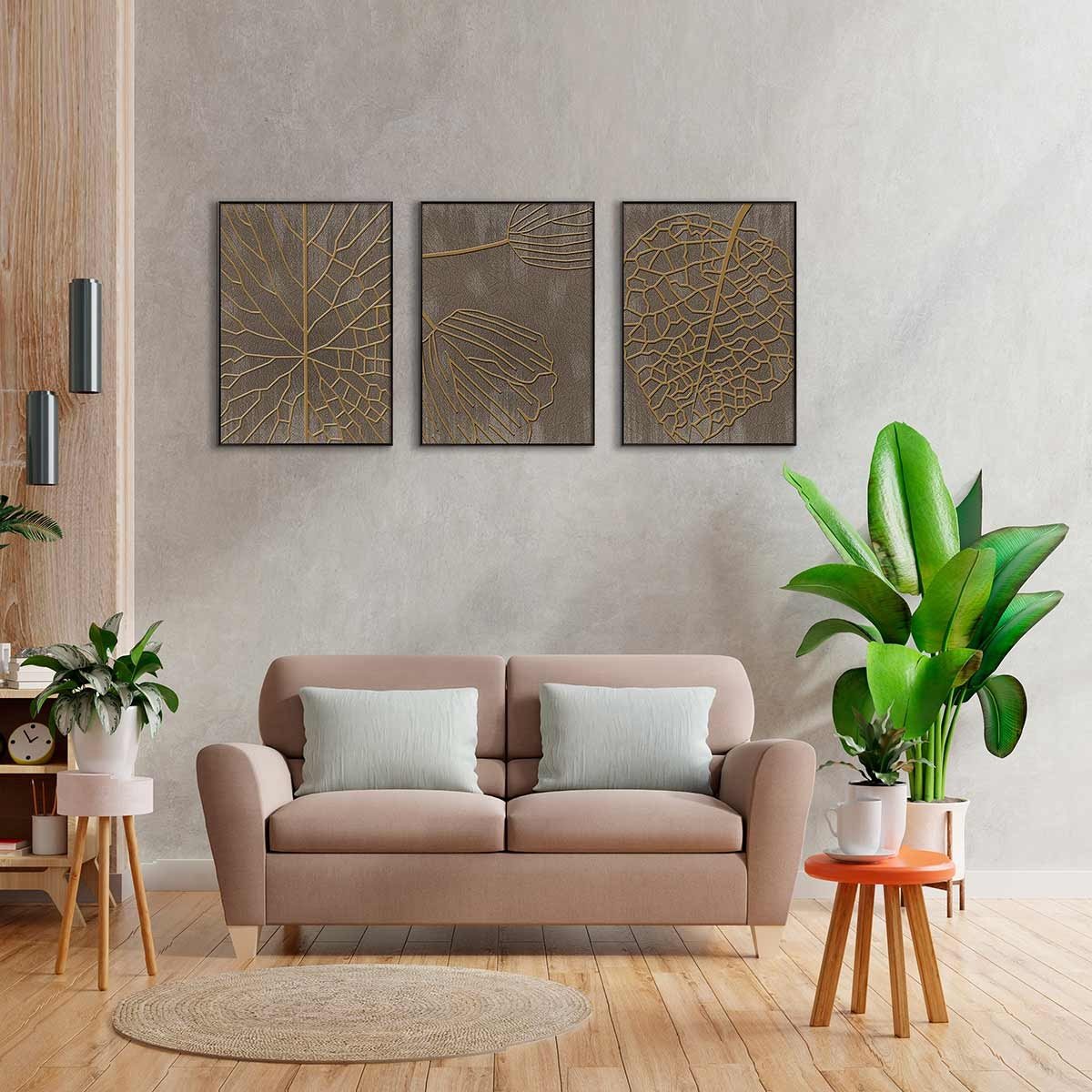 Cuadro tríptico con Marco Negro Estilo Naturaleza - DekoArte