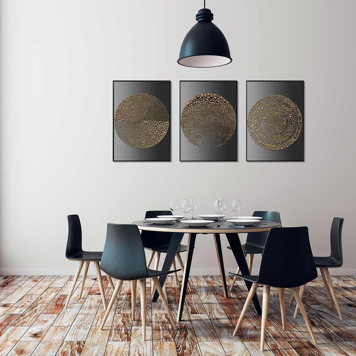 Cuadro Tríptico con Marco Negro - DekoArte