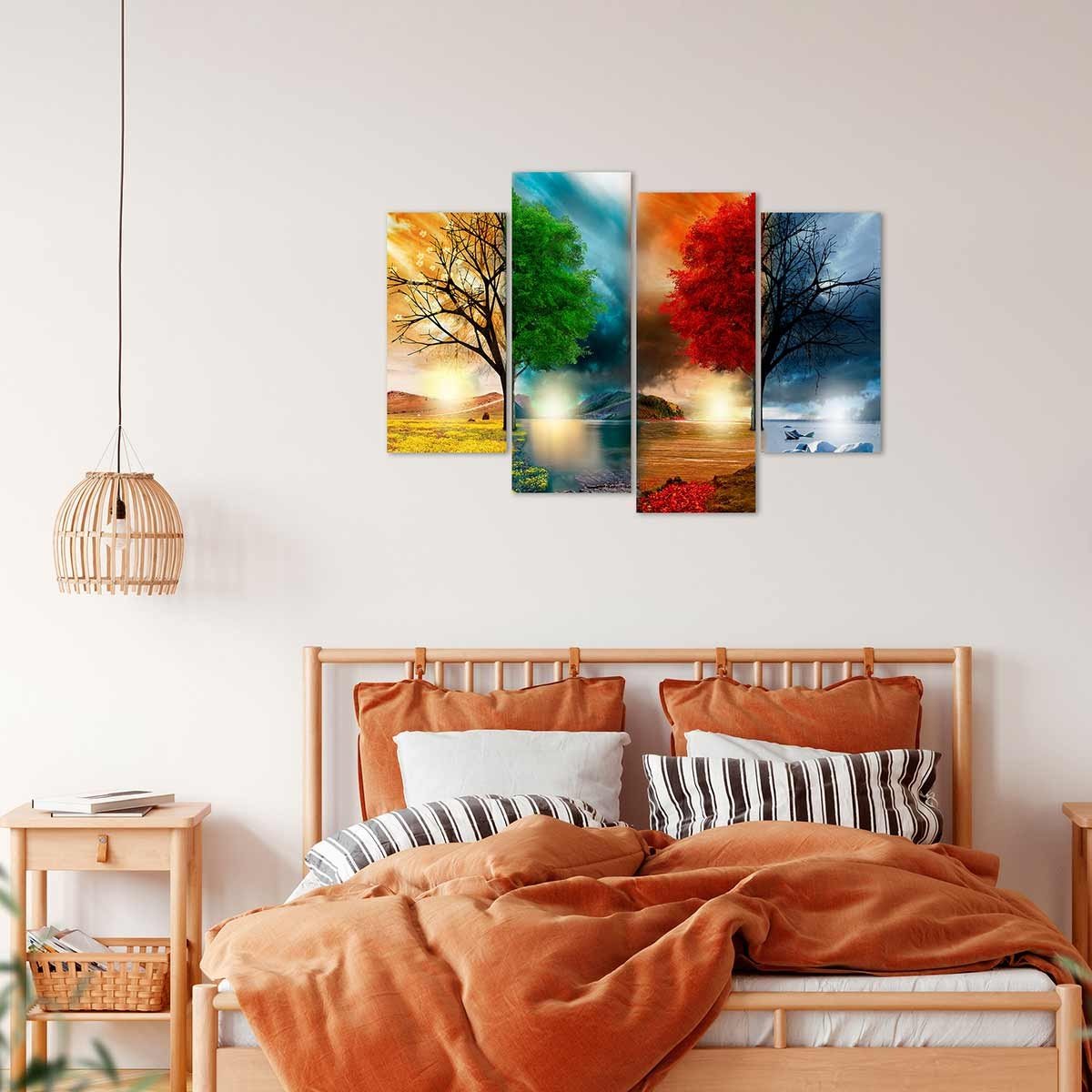 Cuadro Tríptico Cuatro Estaciones - Arte Moderno para Salones - DekoArte