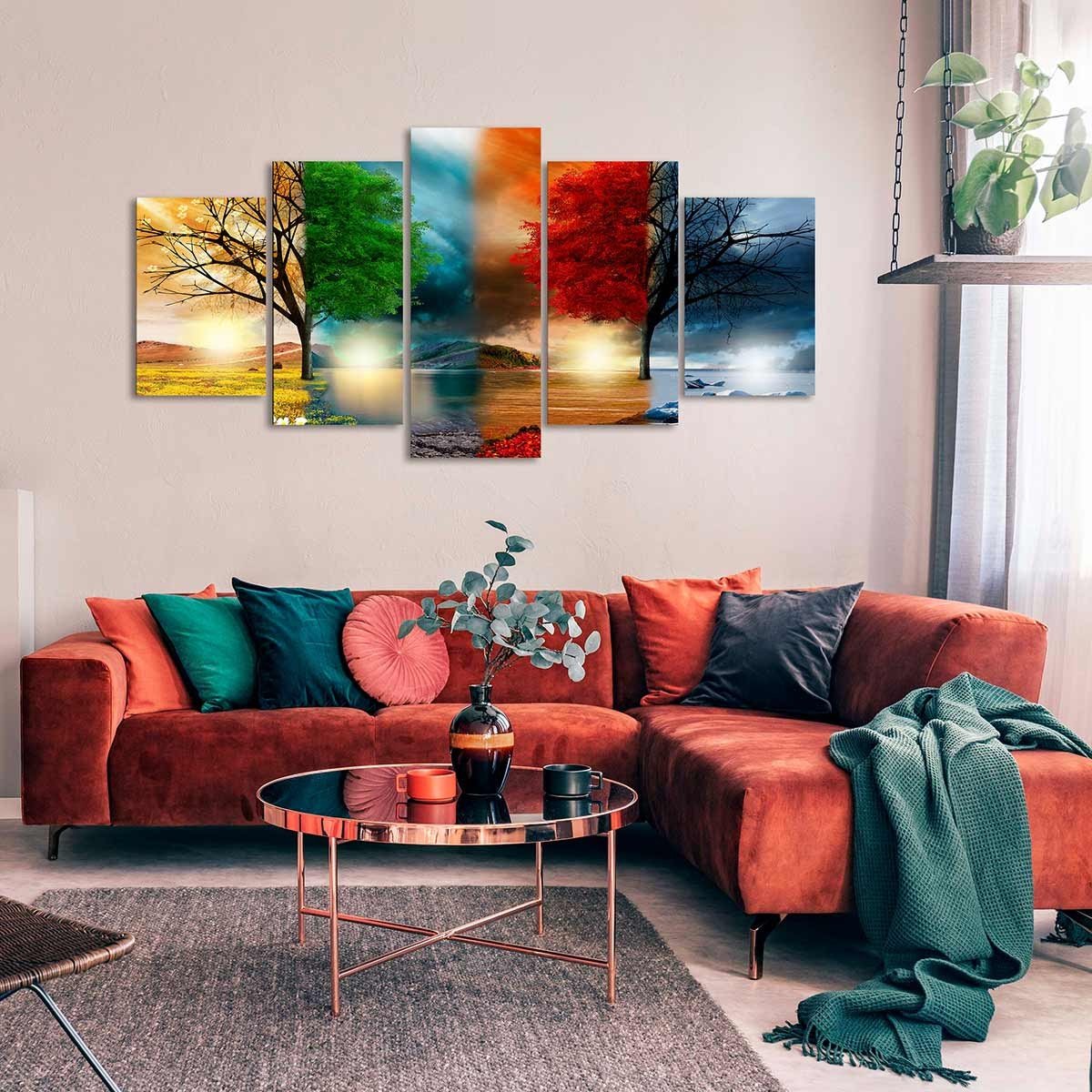 Cuadro Tríptico Estilo Cuatro Estaciones - Arte Moderno para Salones - DekoArte