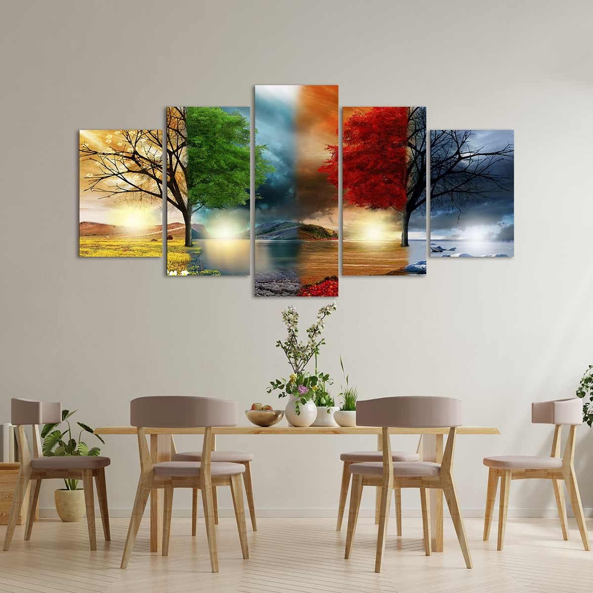 Cuadro Tríptico Estilo Cuatro Estaciones - Arte Moderno para Salones - DekoArte