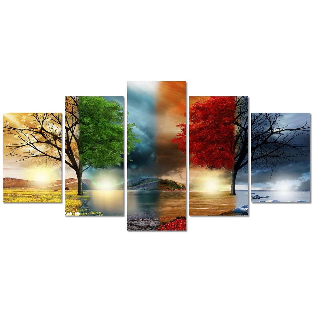 Cuadro Tríptico Estilo Cuatro Estaciones - Arte Moderno para Salones - DekoArte