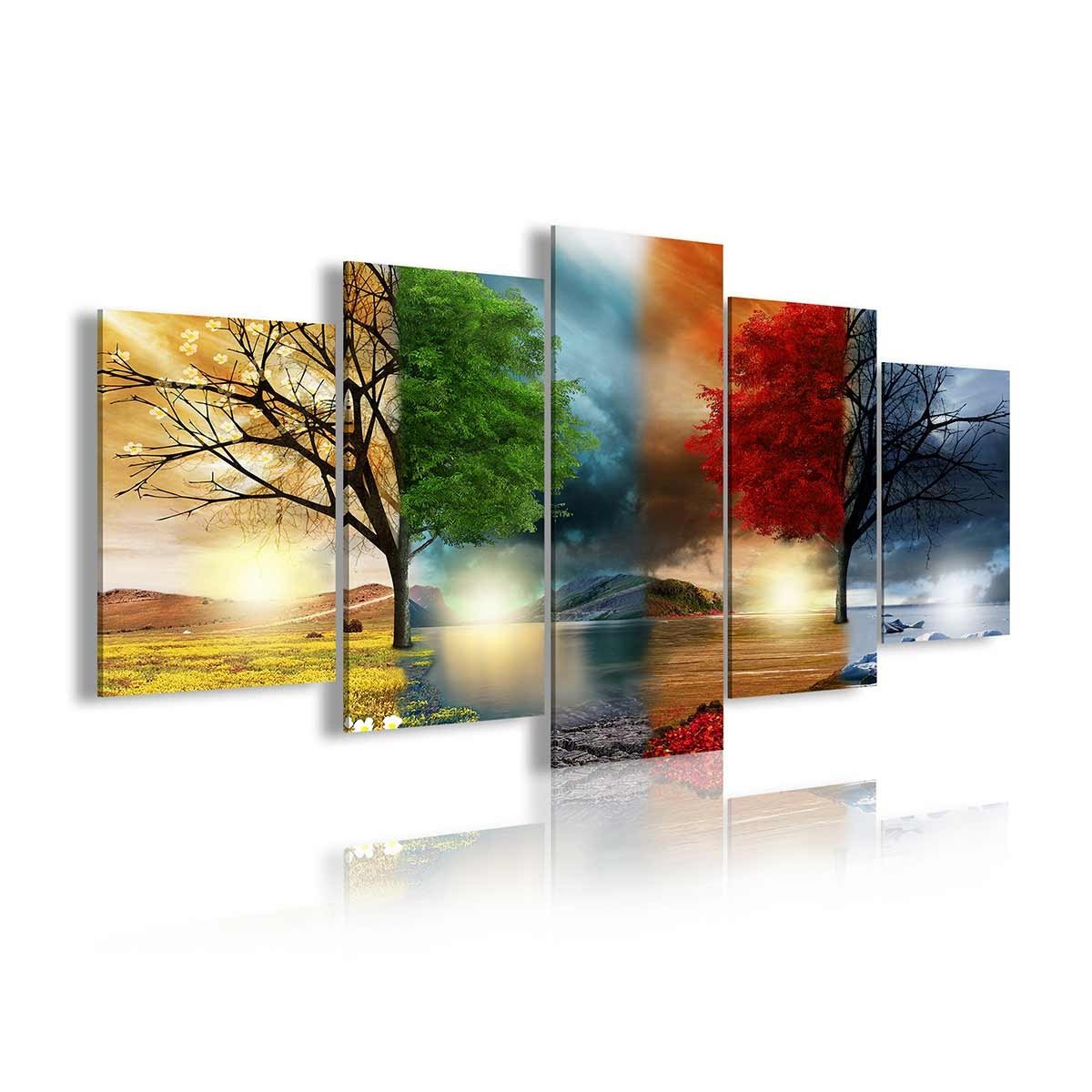 Cuadro Tríptico Estilo Cuatro Estaciones - Arte Moderno para Salones - DekoArte