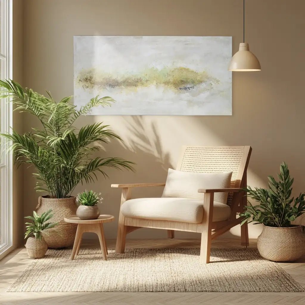 Cuadros acrílicos originales en tonos neutros y texturas suaves - DekoArte