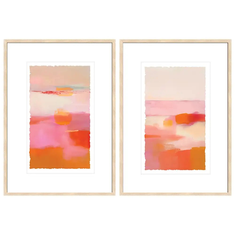 Cuadros coloridos con paspartú | Rosa y naranja - DekoArte