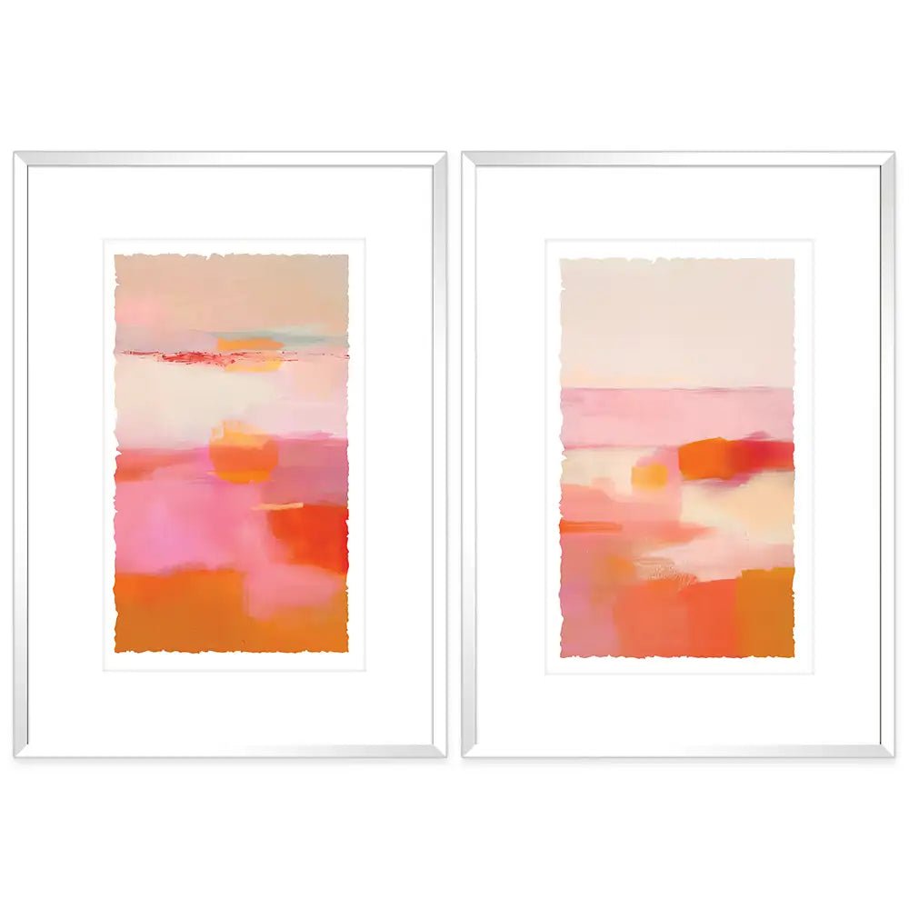 Cuadros coloridos con paspartú | Rosa y naranja - DekoArte