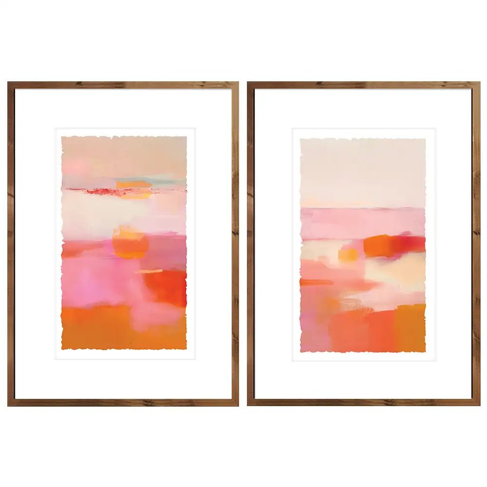 Cuadros coloridos con paspartú | Rosa y naranja - DekoArte