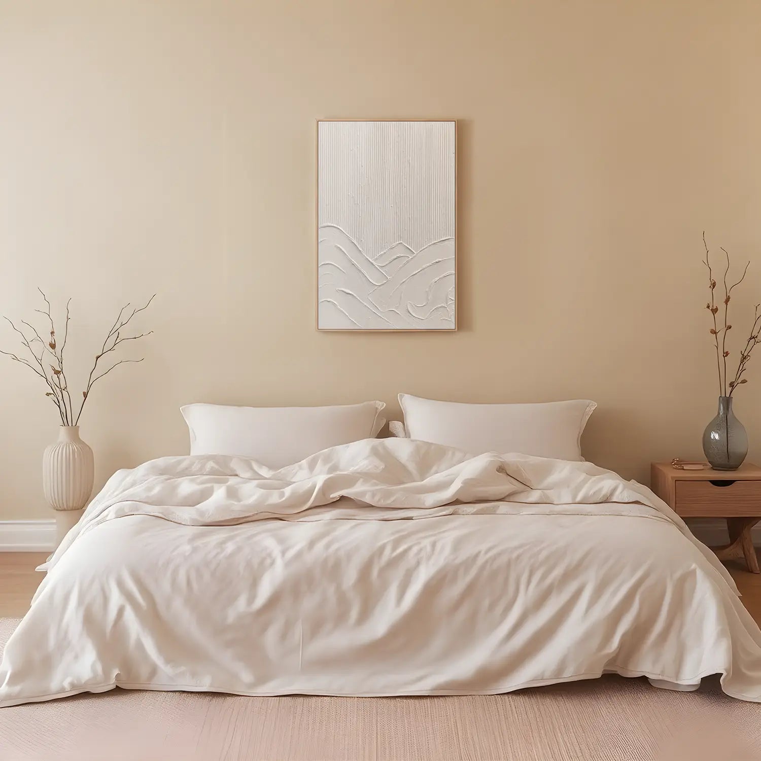 Cuadros con marco de madera natural en tonos blancos - DekoArte