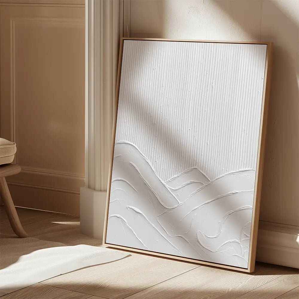 Cuadros con marco de madera natural en tonos blancos - DekoArte