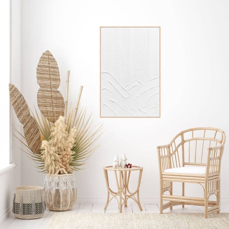 Cuadros con marco de madera natural en tonos blancos - DekoArte