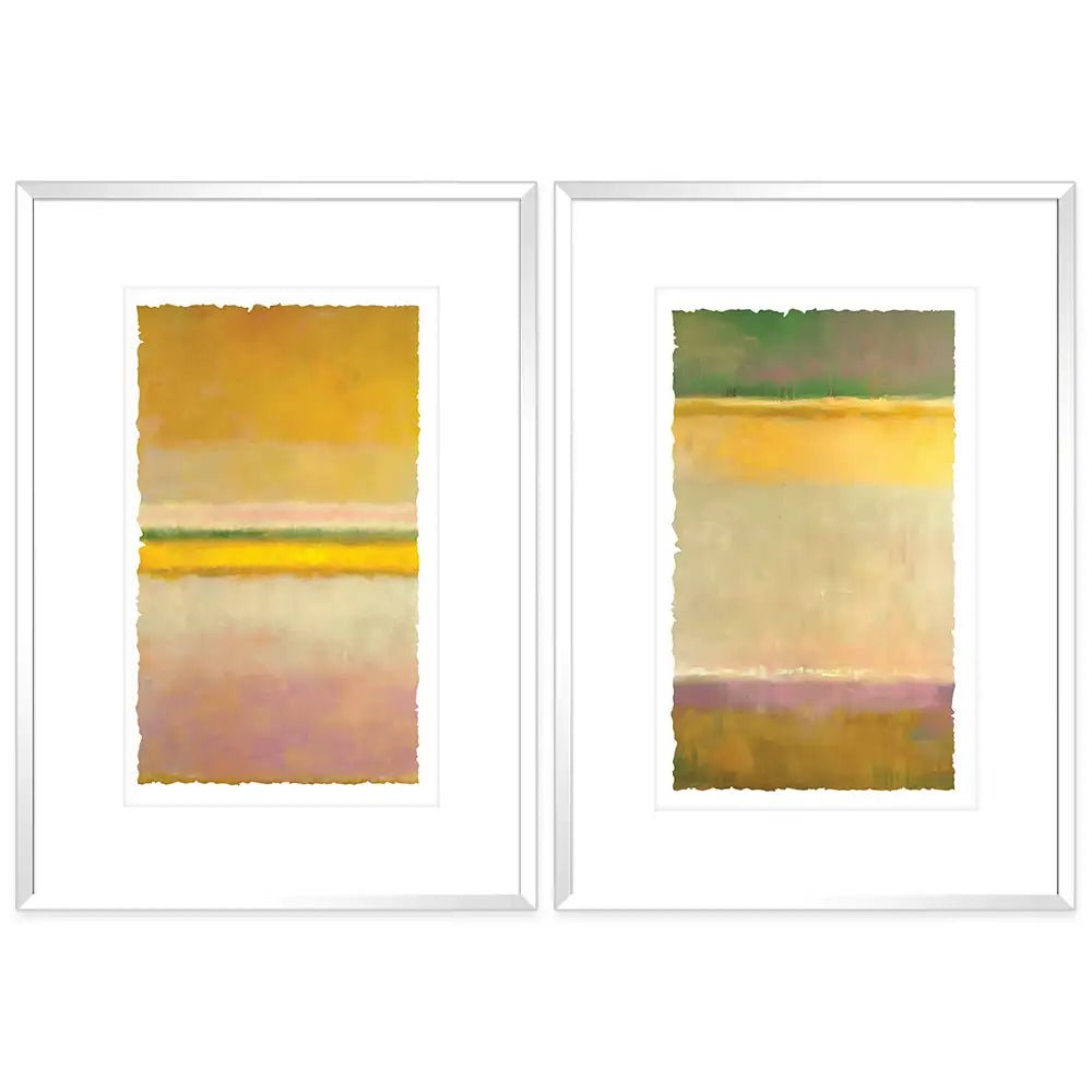 Cuadros con marco y paspartú abstractos | Amarillo y verde - DekoArte