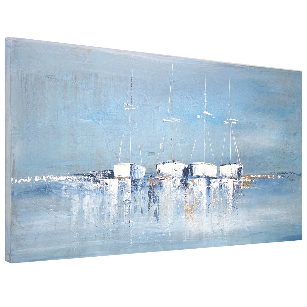 Cuadros de barcas en el mar pintados a mano - DekoArte