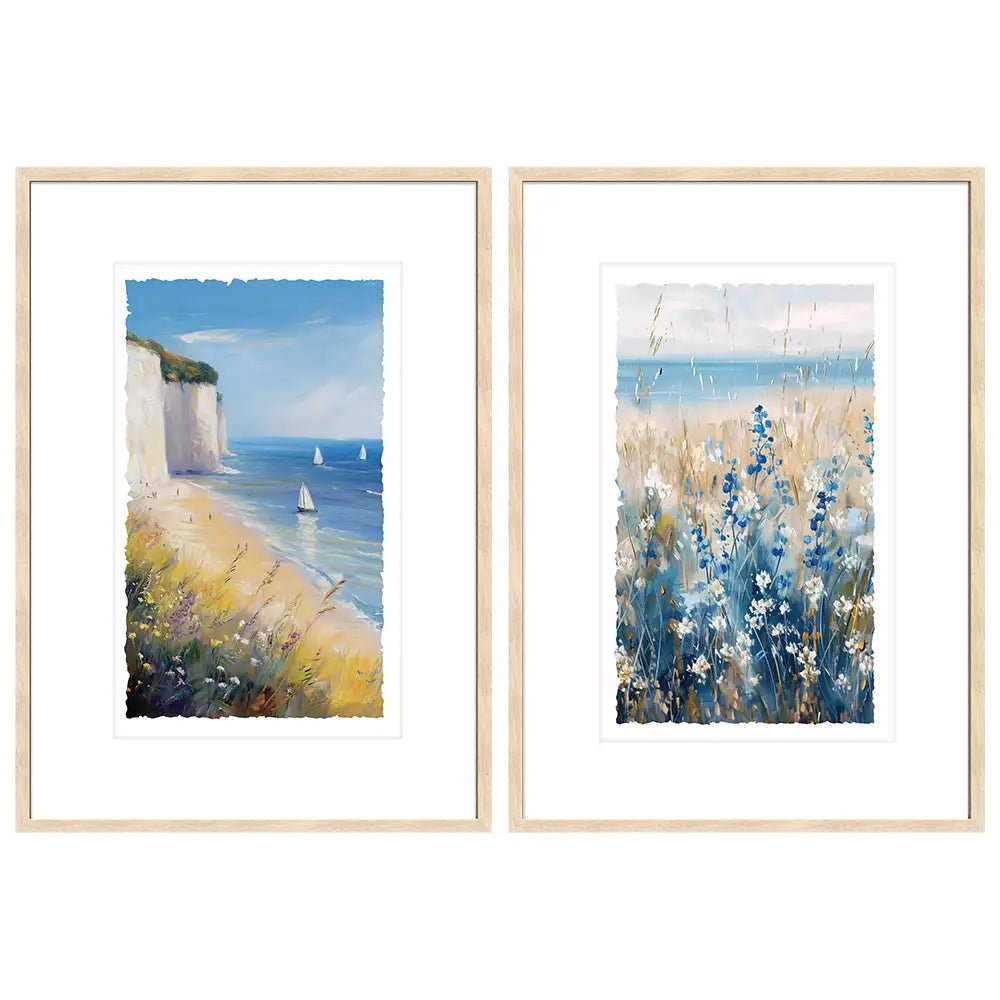 Cuadros de flores con paspartú | Tonos azules - DekoArte