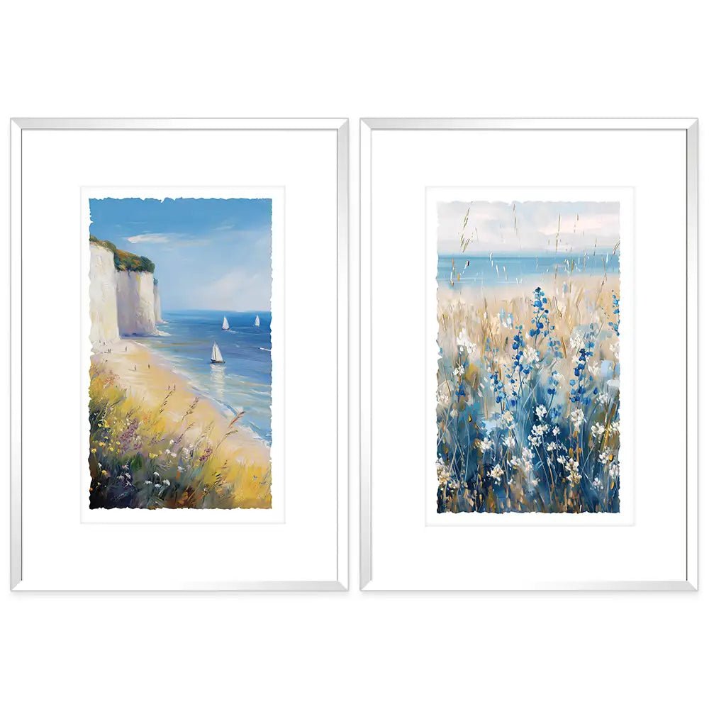 Cuadros de flores con paspartú | Tonos azules - DekoArte