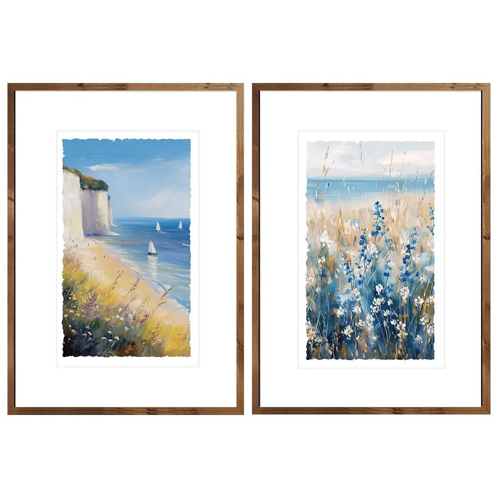 Cuadros de flores con paspartú | Tonos azules - DekoArte