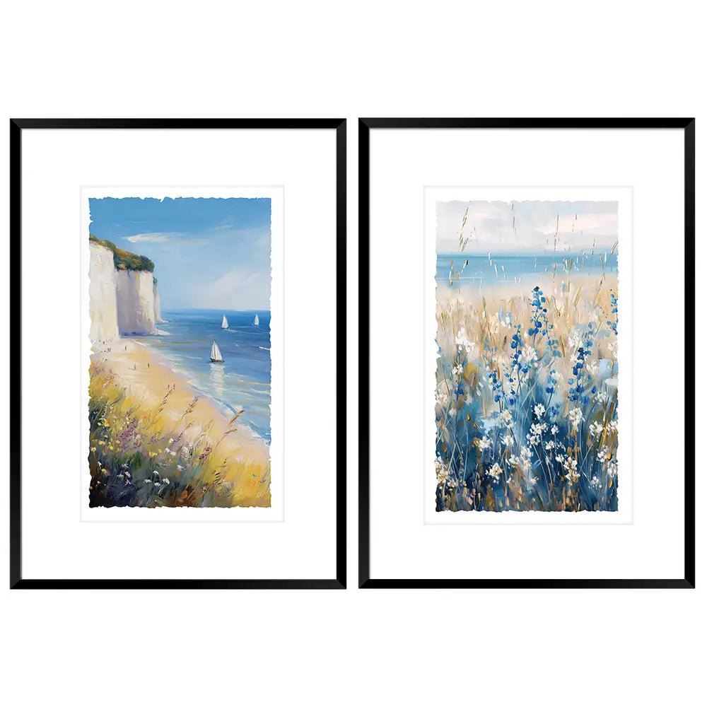 Cuadros de flores con paspartú | Tonos azules - DekoArte