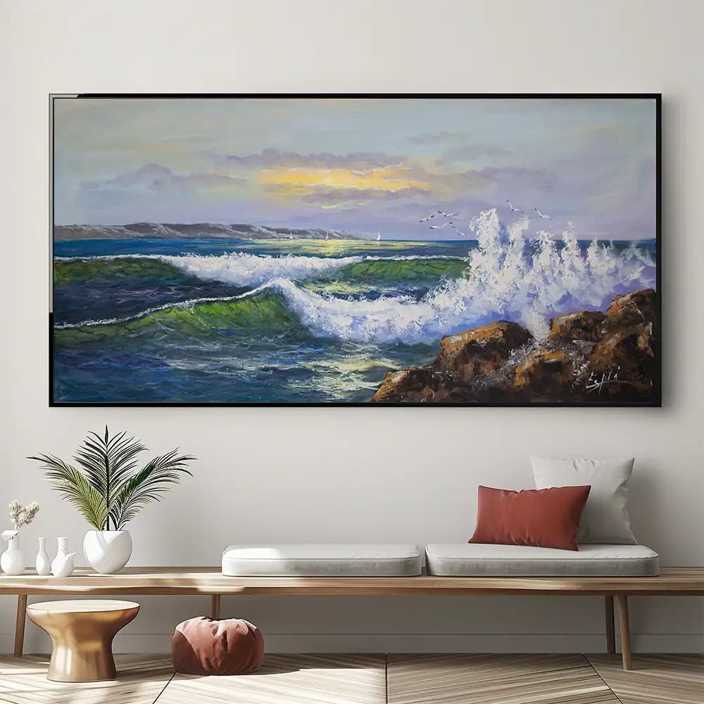 Cuadros de olas de mar | Escena marina en tonos vibrantes - DekoArte