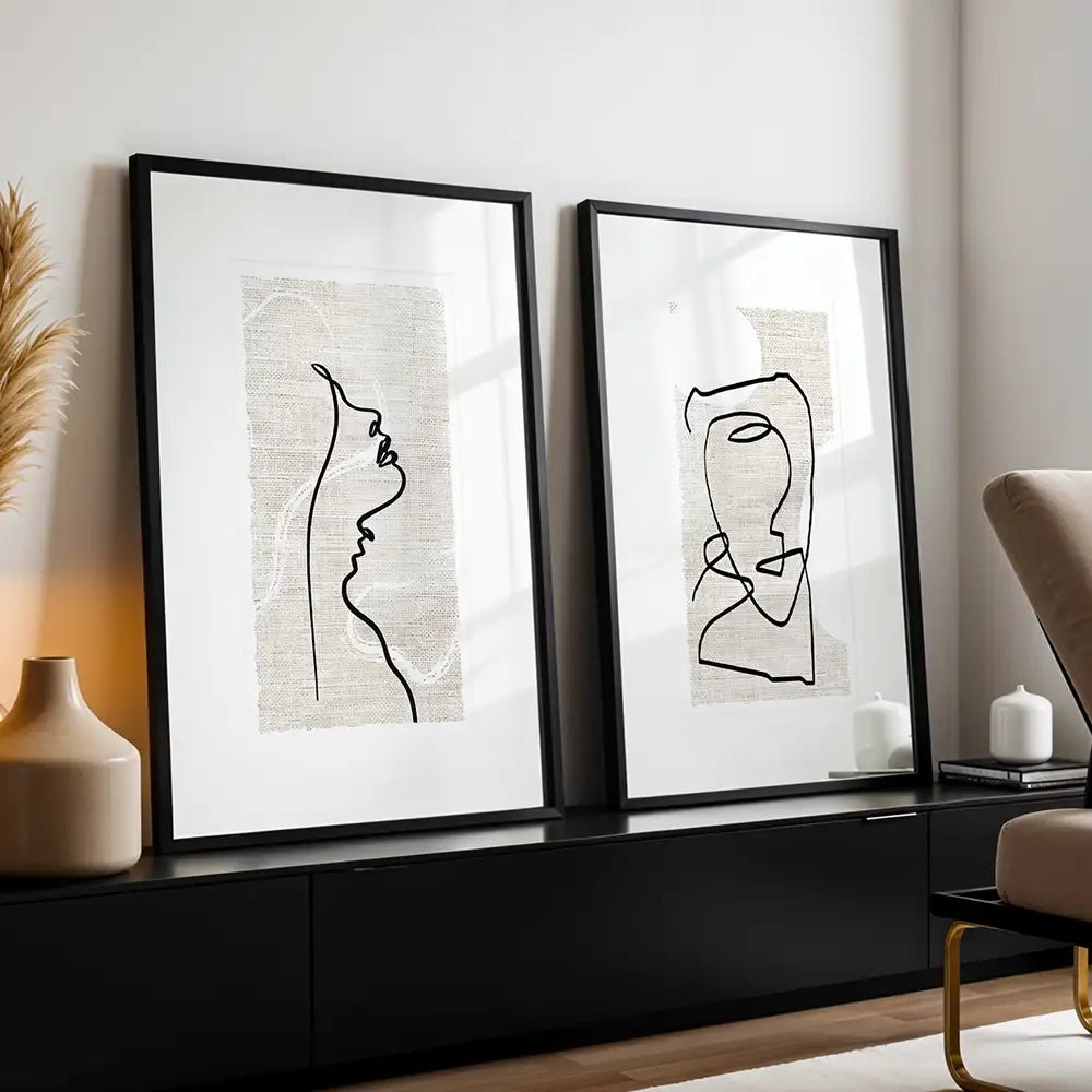 Cuadros en blanco y negro con paspartú | Arte lineal - DekoArte