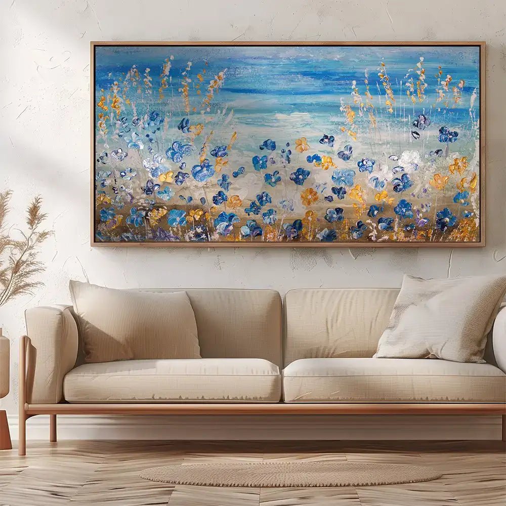 Cuadros pintados a mano del mar y flores silvestres - DekoArte