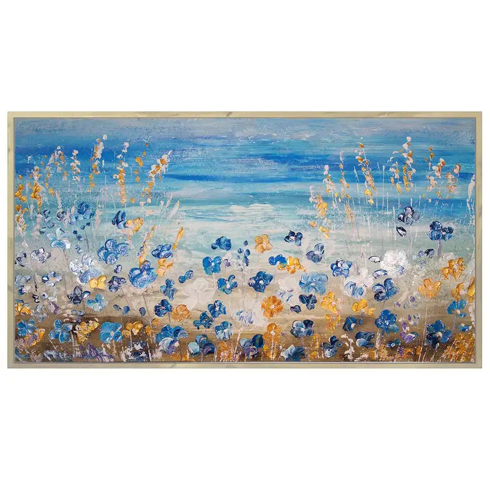 Cuadros pintados a mano del mar y flores silvestres - DekoArte