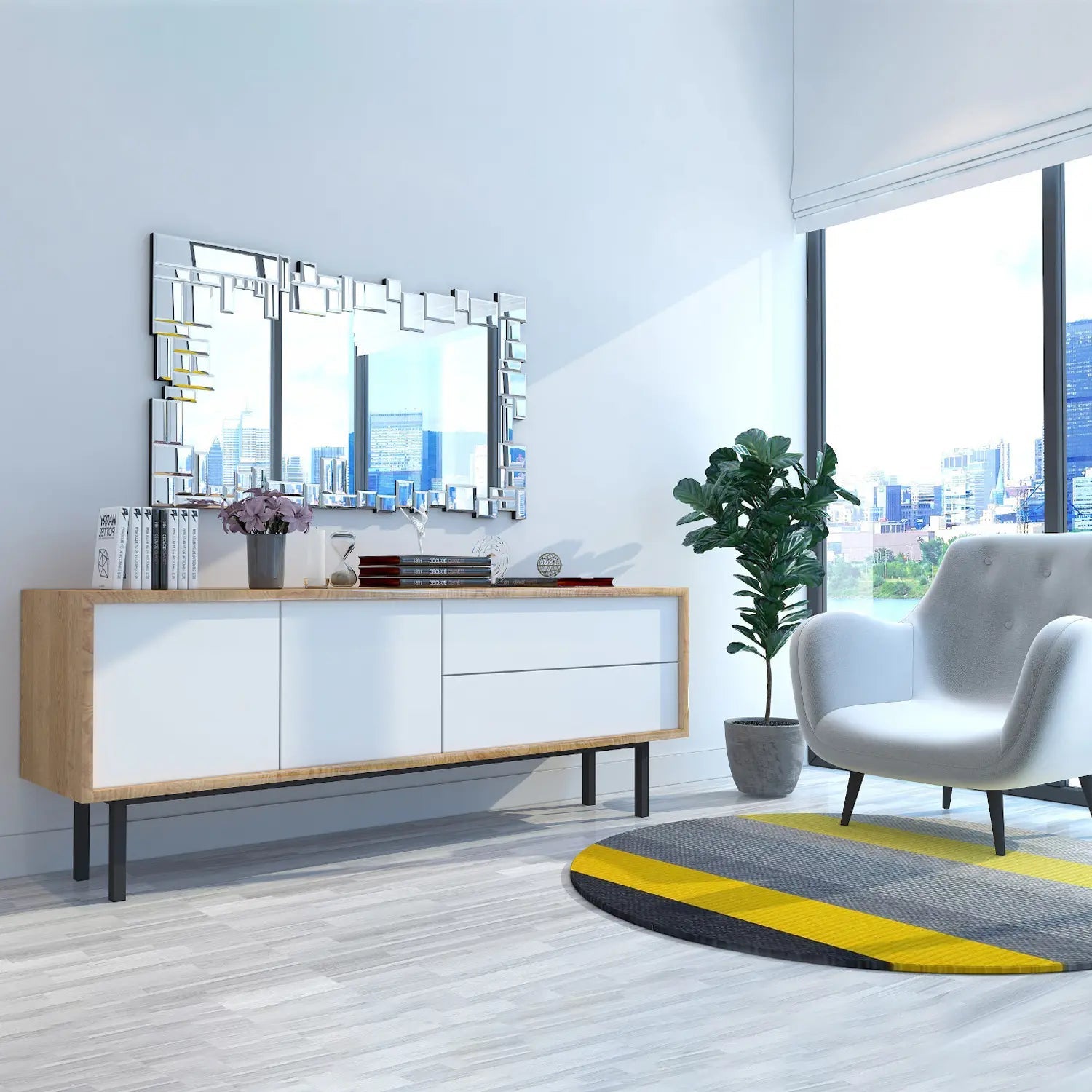 Espejos Combinados Luna Plateada - Estilo Moderno - DekoArte
