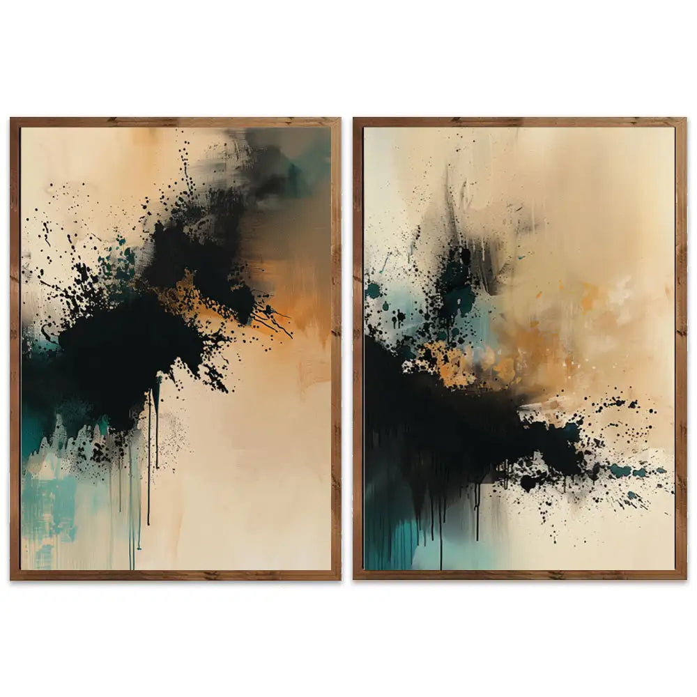 Conjunto decorativo en crema, negro y verde petróleo