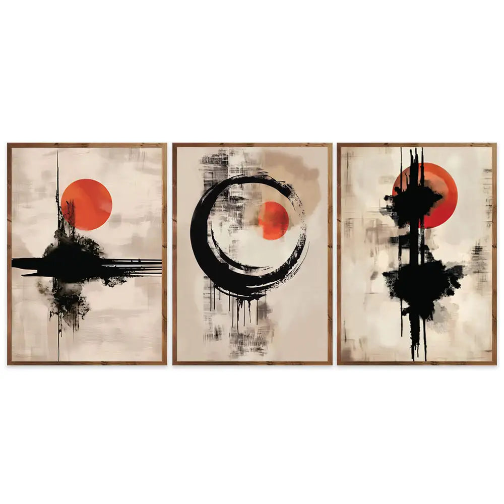 Serie mural de tres obras con contraste gráfico