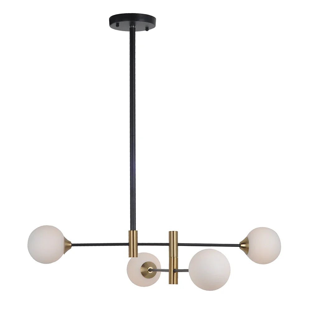 Lámpara colgante de 4 luces en negro y oro |Tulipa de Cristal Opal - DekoArte