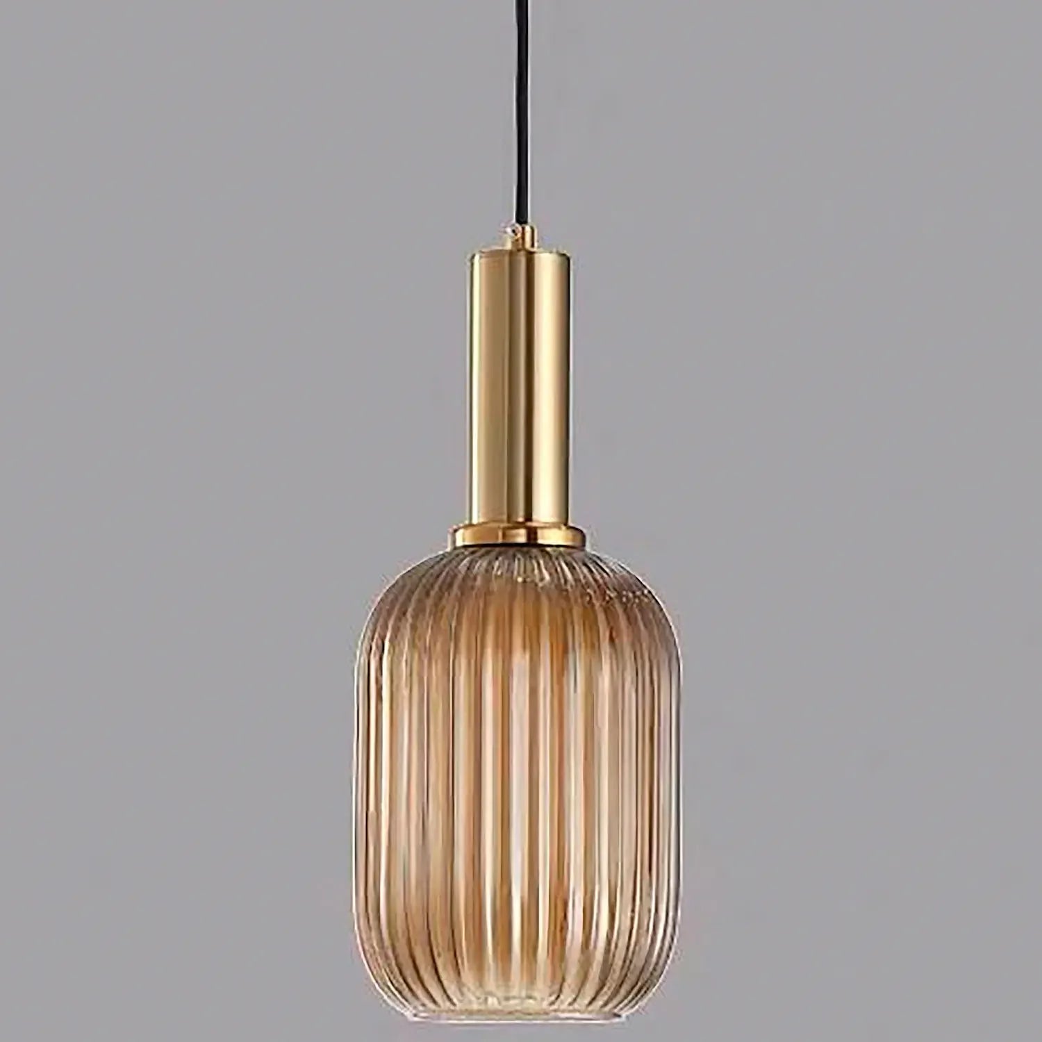 Lámpara colgante de cristal ámbar y acabado en latón - DekoArte