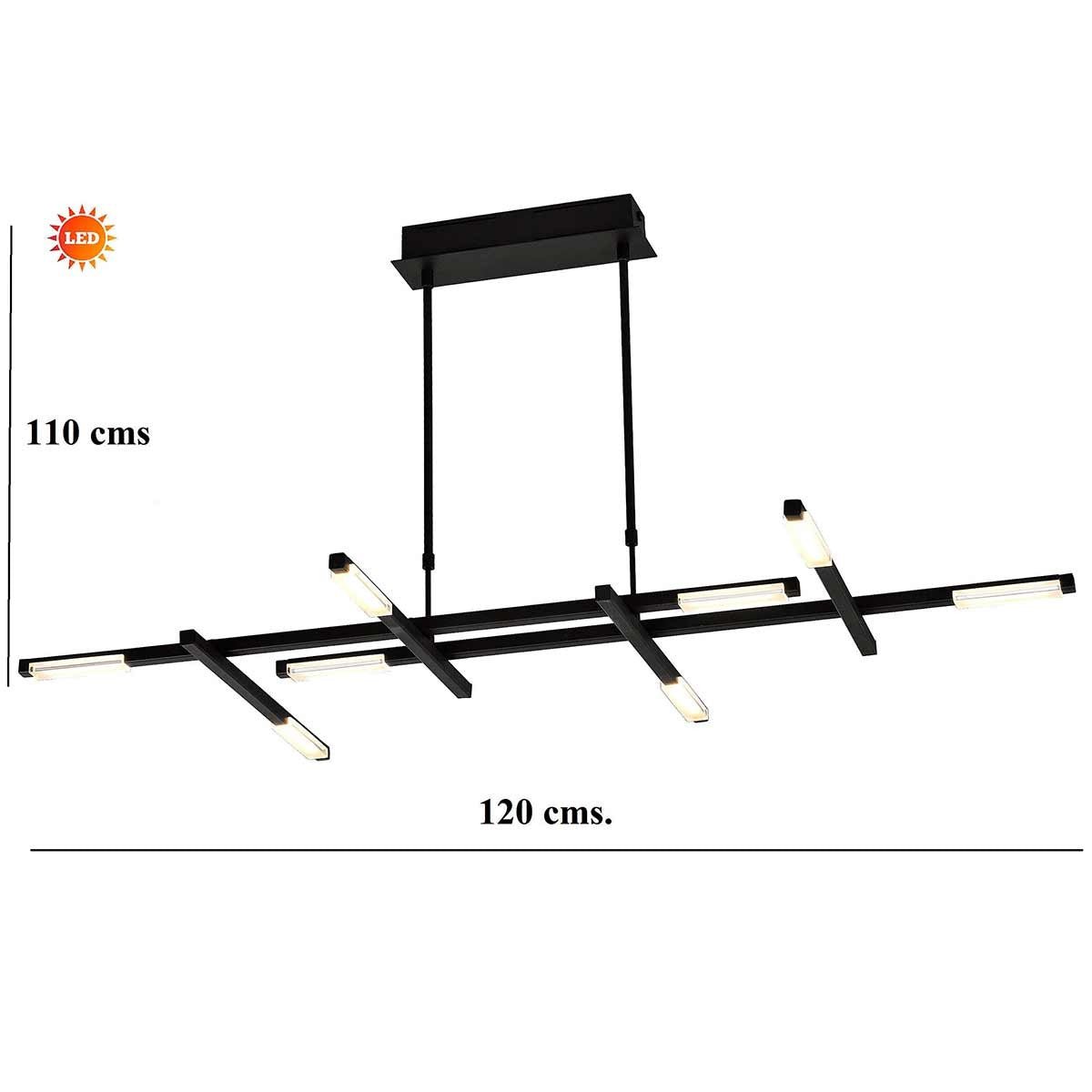 Lámpara Colgante, Estilo Asimétrica, Color Cromo, LED 36W, Luz Cálida 2700K - DekoArte