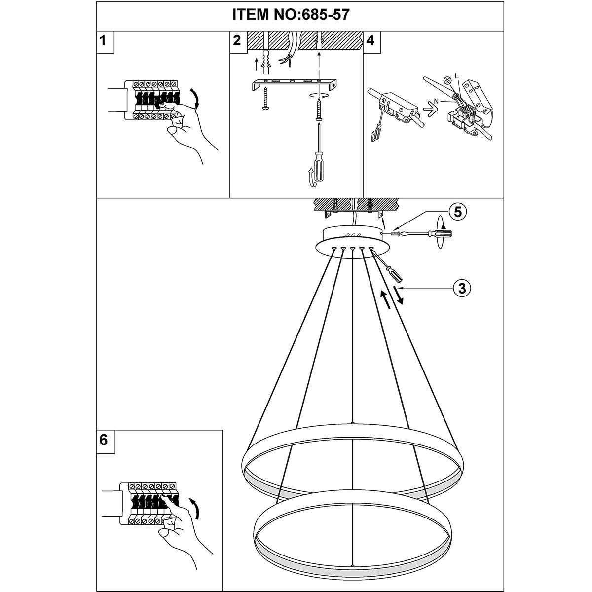 Lámpara Colgante, Estilo Asimétrica, Color Negro, LED 36W, Luz Cálida 2700K - DekoArte