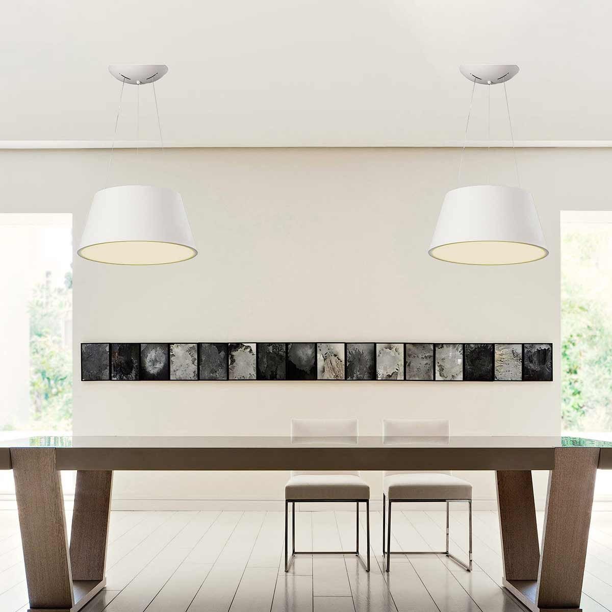 Lámpara Colgante Trapecio, Color Blanco, 66W LED, Luz Cálida, A++ - DekoArte