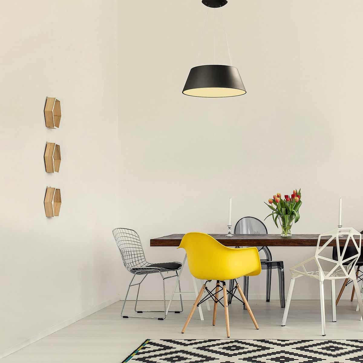 Lámpara Colgante Trapecio, Color Negro, 36W LED, Luz Cálida, A++ - DekoArte