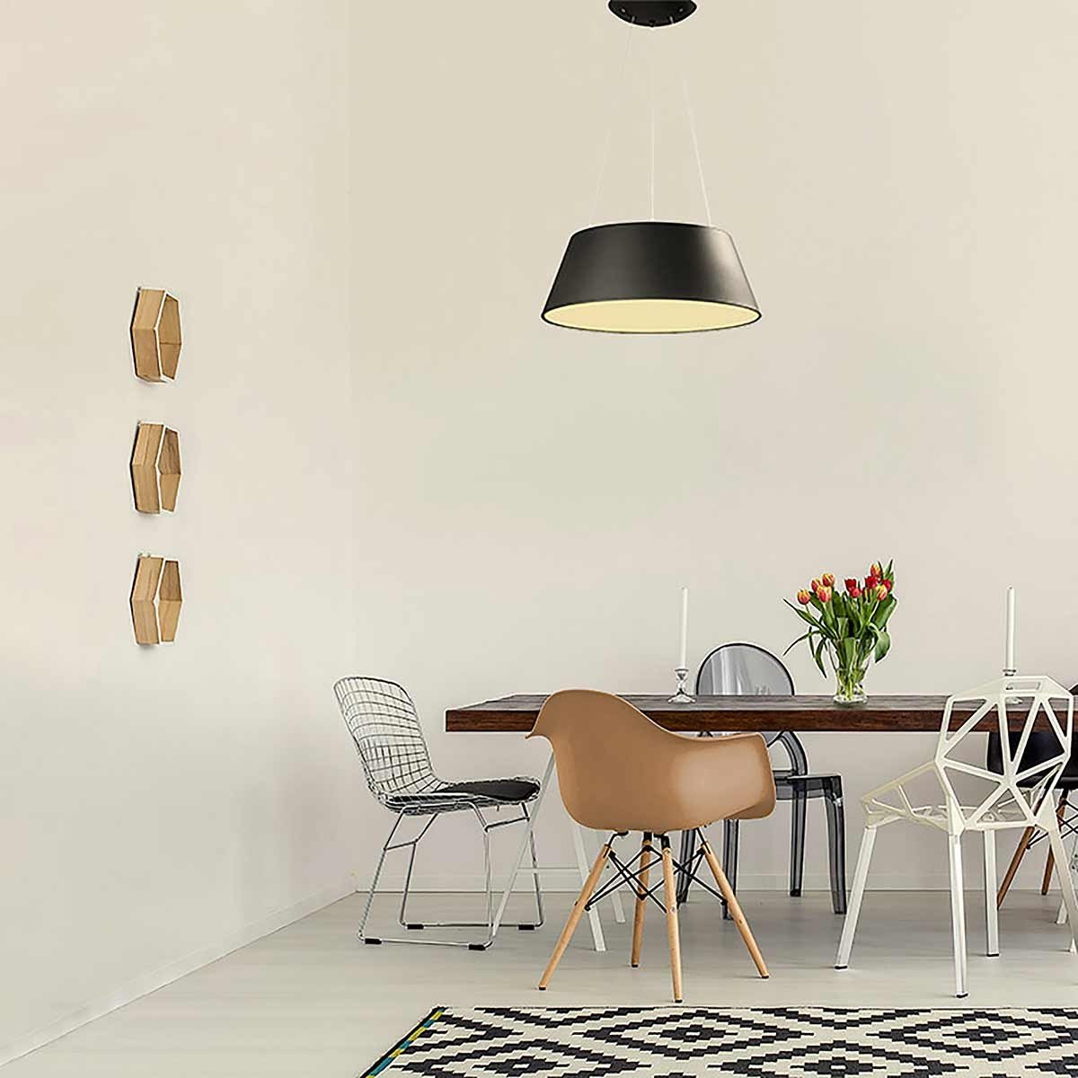 Lámpara Colgante Trapecio, Color Negro, 66W LED, Luz Cálida, A++ - DekoArte