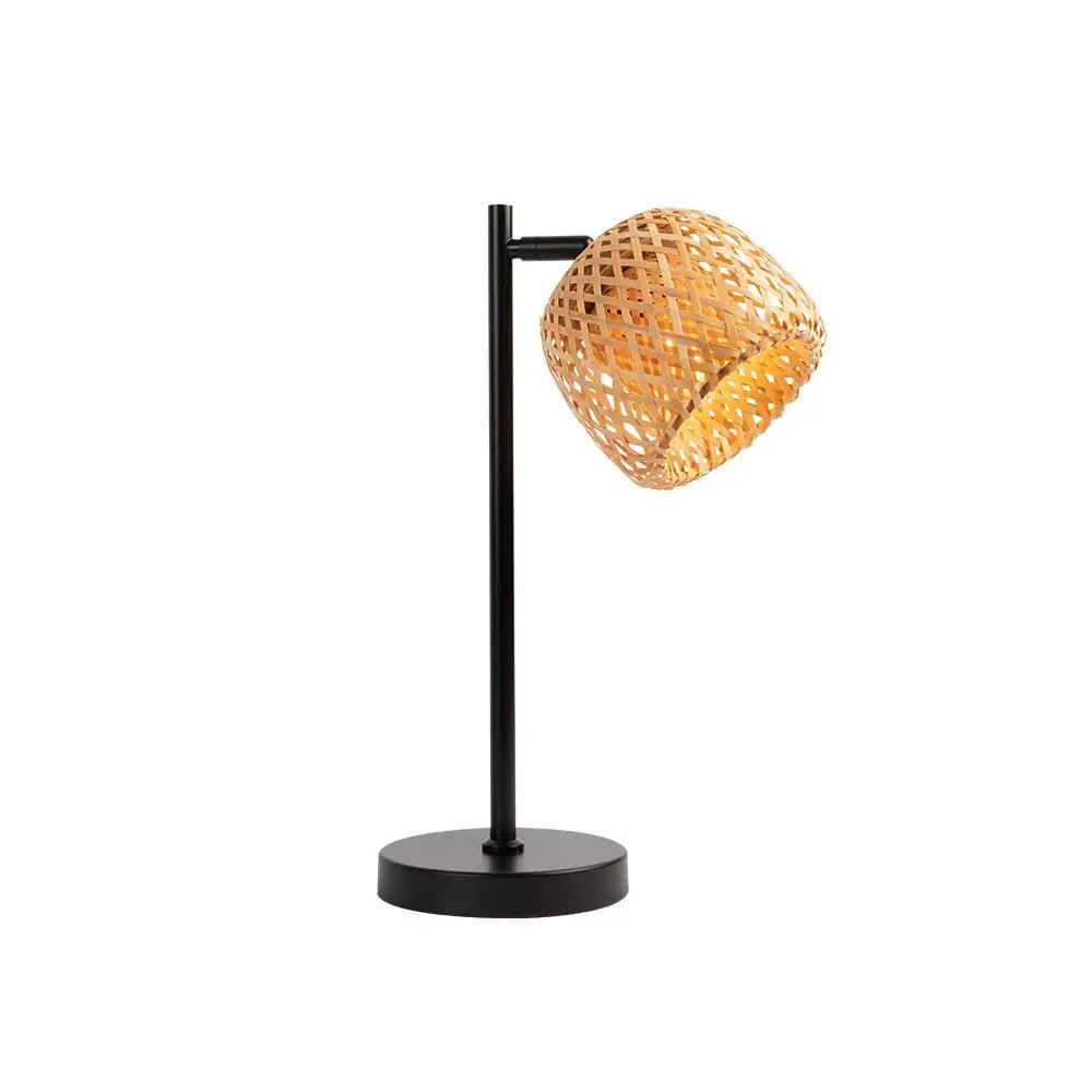 Lámpara de sobremesa de ratán natural | Luz con carácter artesanal - DekoArte