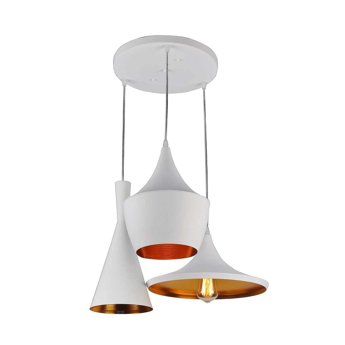 Lámpara de techo colgante blanca de 3 luces | Diseño asimétrico - DekoArte