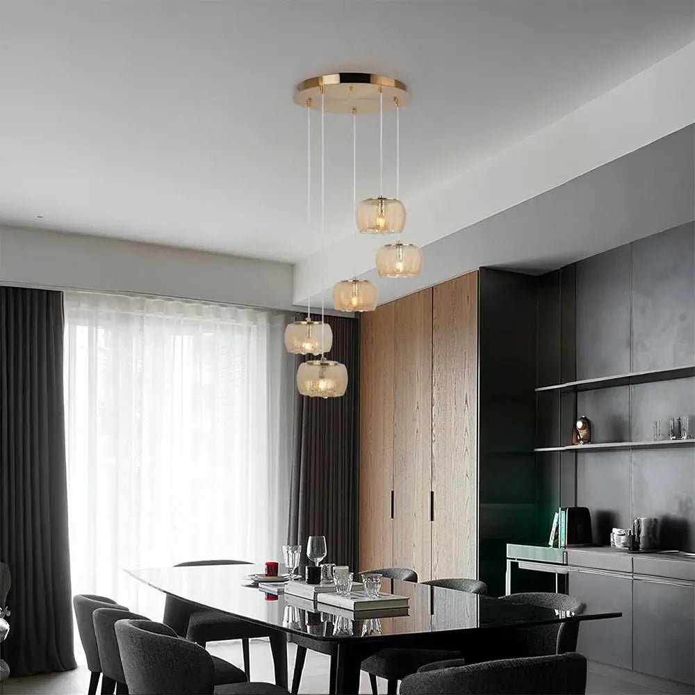 Lámpara de techo colgante clásica en dorado | 5 luces - DekoArte