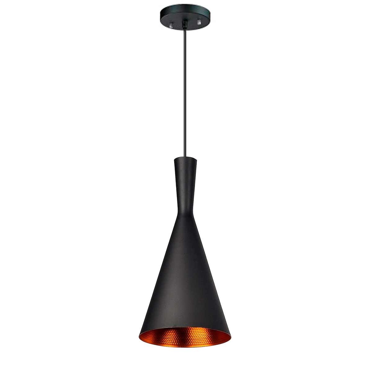 Lámpara de techo colgante | Color negro y dorado Estilo cónico - DekoArte