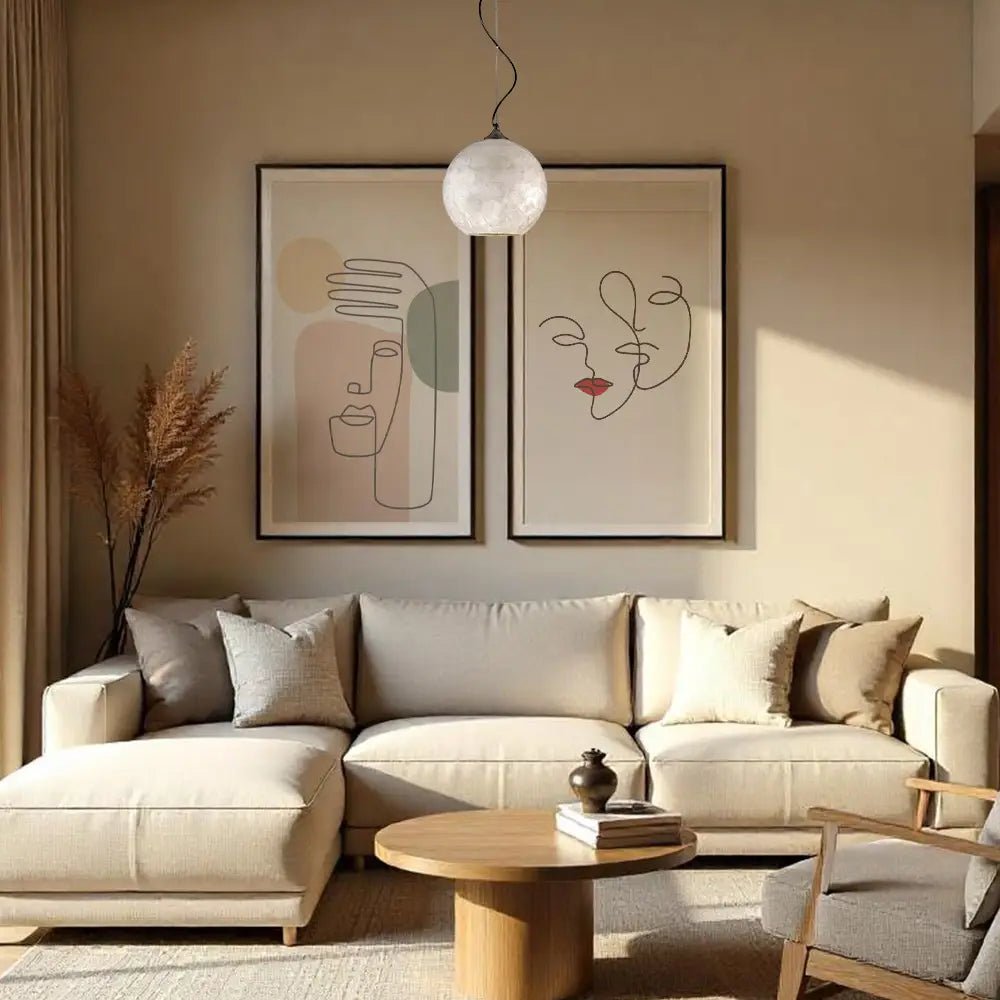 Lámpara de techo colgante | Cuerpo 250mm. nácar y cromo - DekoArte