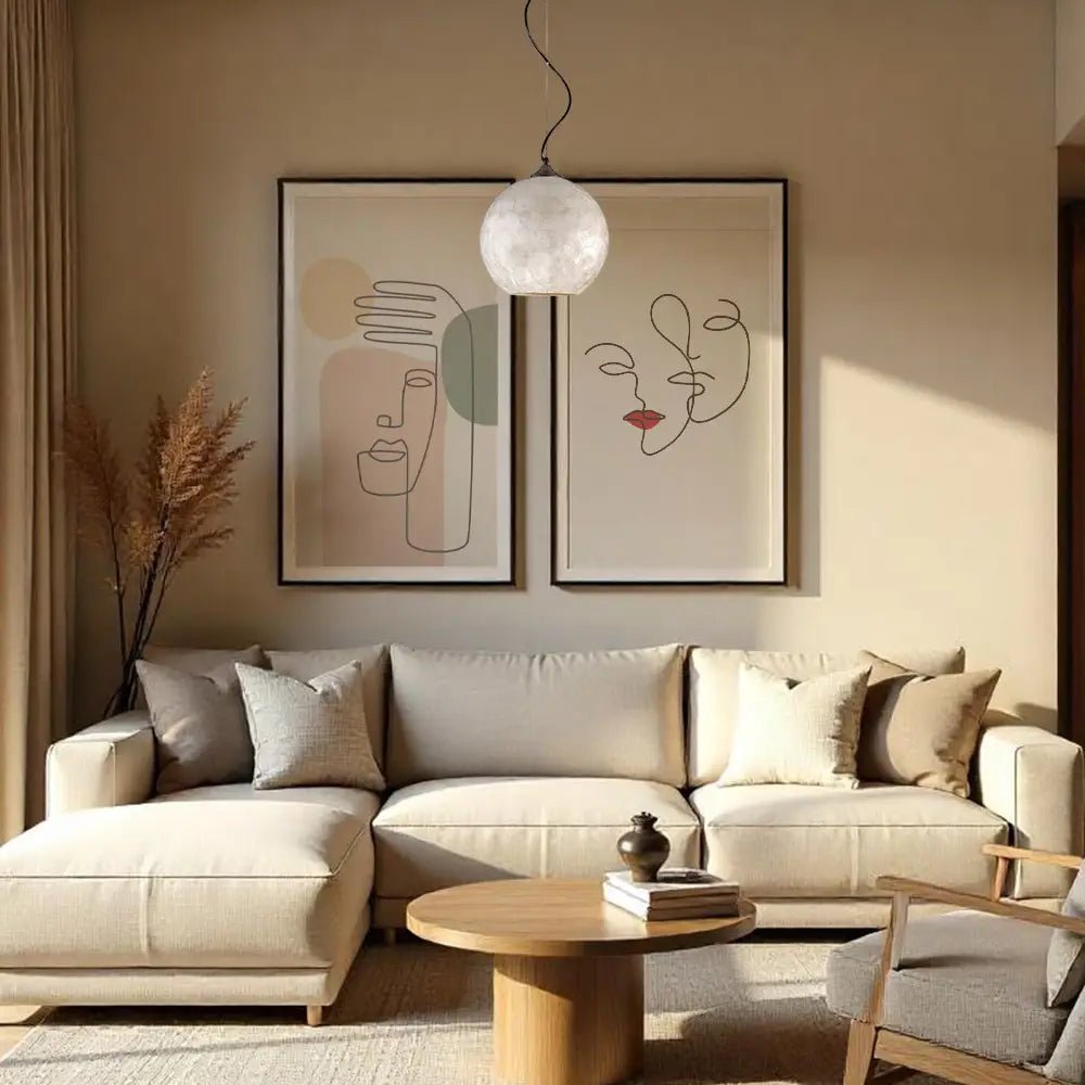 Lámpara de techo colgante | Cuerpo 300mm. nácar y cromo - DekoArte