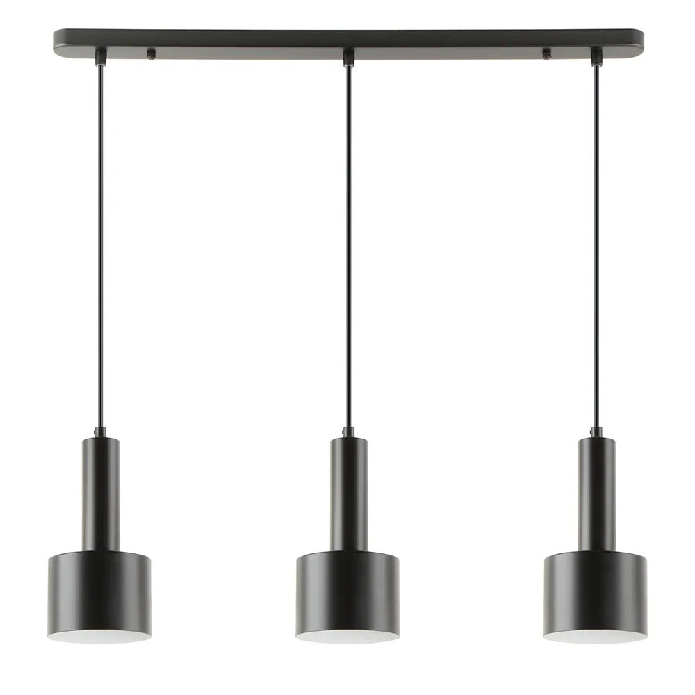 Lámpara de techo colgante de 3 luces en negro | Iluminación industrial - DekoArte