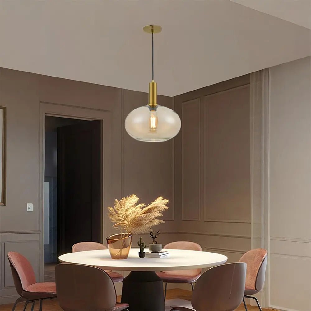 Lámpara de techo colgante de cristal y latón cepillado - DekoArte