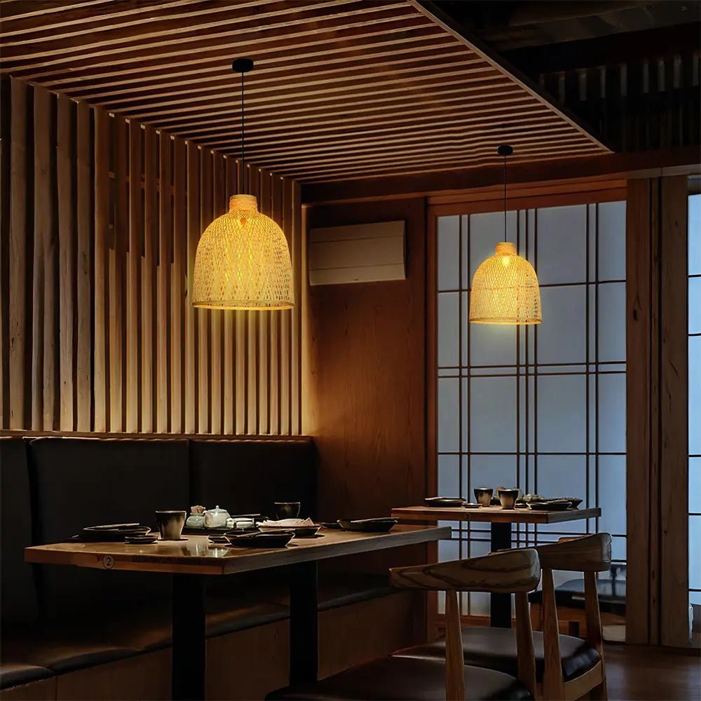 Lámpara de techo colgante de ratán | Diseño natural y acogedor - DekoArte