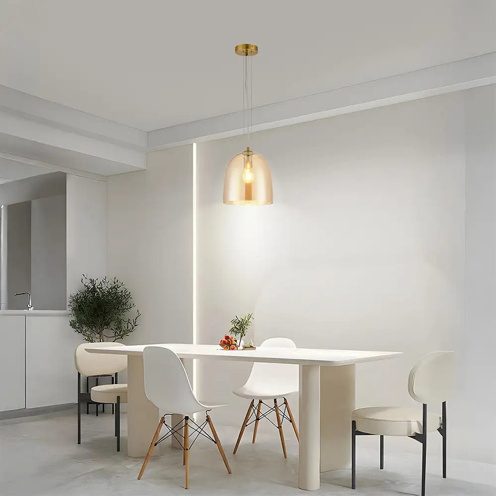 Lámpara de techo colgante elegante en cristal ámbar dorado - DekoArte