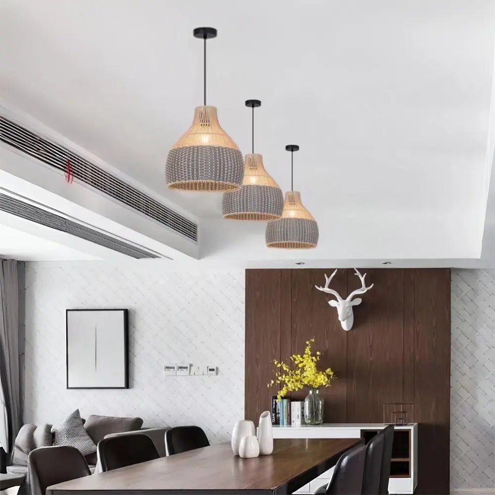 Lámpara de techo colgante en ratán natural | Diseño rústico - DekoArte