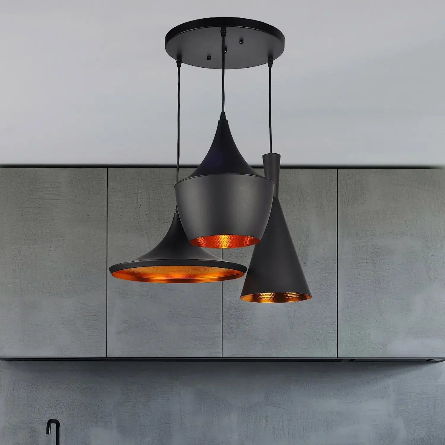 Lámpara de techo colgante negra de 3 luces | Composición moderna - DekoArte