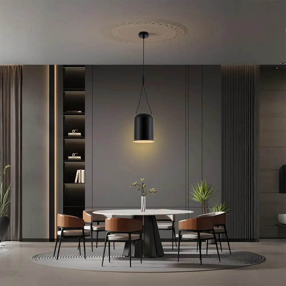 Lámpara de techo colgante negra | Pantalla cilíndrica moderna - DekoArte