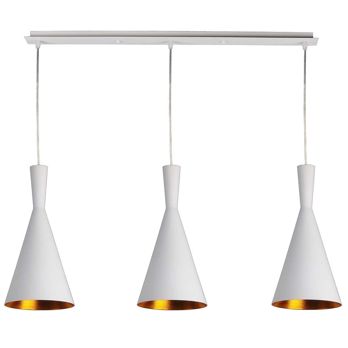 Lámpara de techo de 3 luces | Pantallas cónicas en color blanco - DekoArte