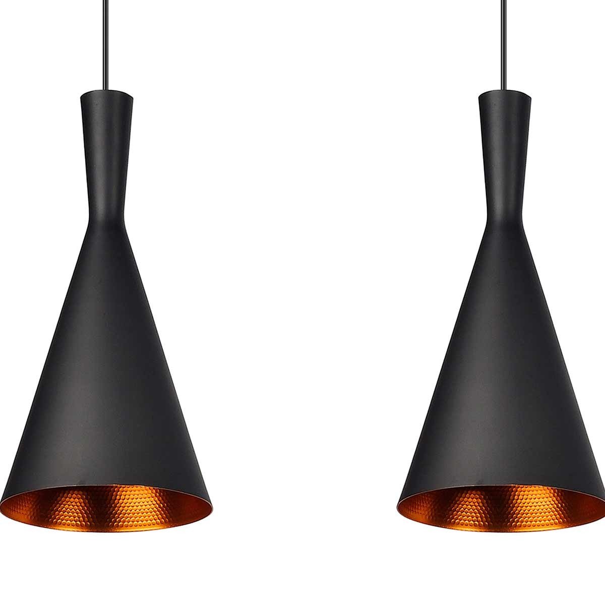 Lámpara de techo de 3 luces | Pantallas cónicas en color negro - DekoArte